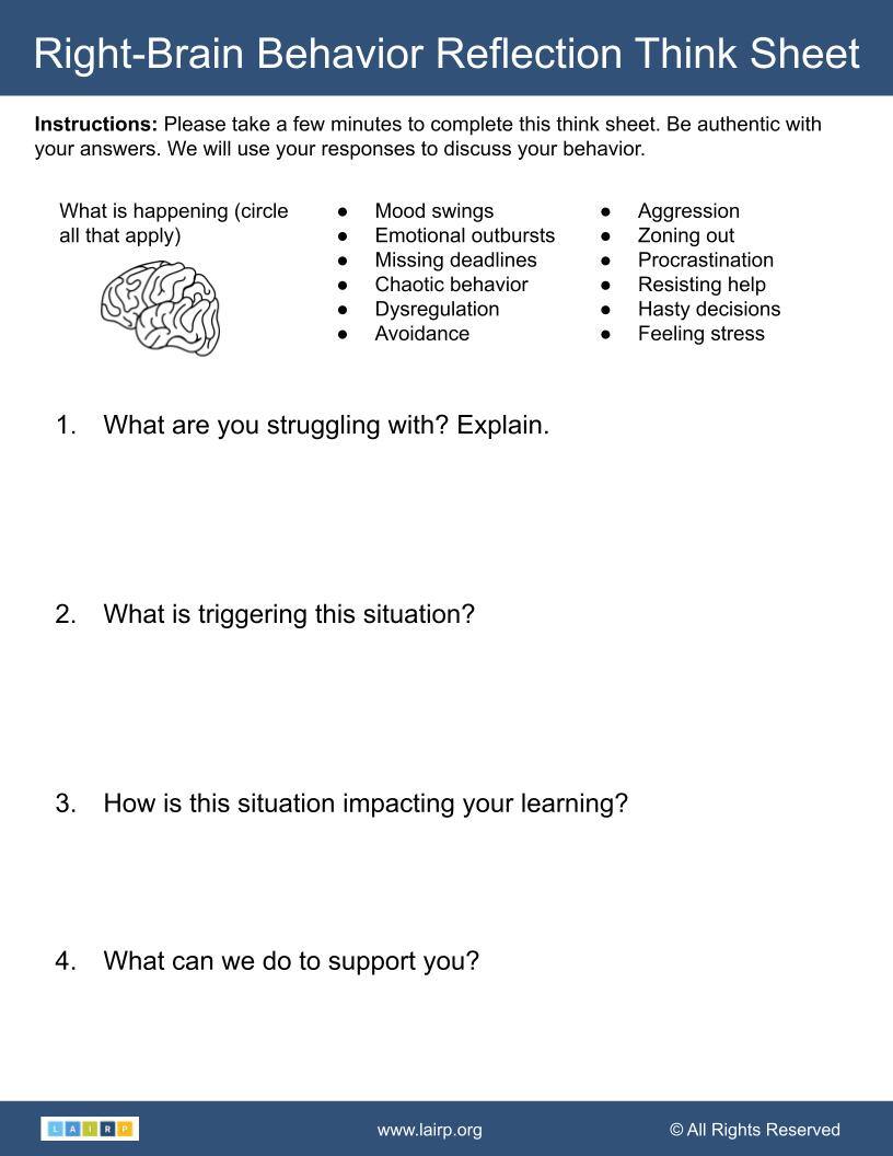 LAIRP Worksheet #4_ Behavior Think Sheet